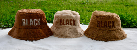 BLACK WE ARE ART fluffy bucket hats LIMITED EDITION